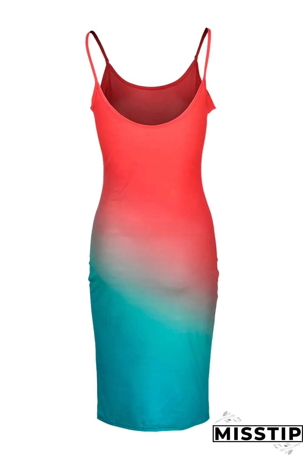 Pink Sexy Casual Gradual Change Print Backless Spaghetti Strap Sleeveless Dress