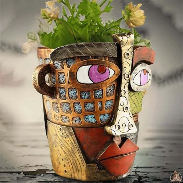 😍 Handmade Picasso Brutalist Abstract Beauty Face Flower Pot - tree - Codlins