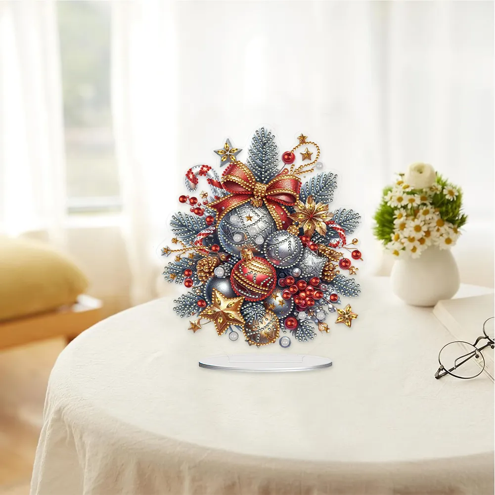 DIY Christmas Flower Acrylic Special Shaped Decor Desktop Diamond Art Kits for Home
