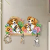 Wooden Special Shaped Warm Dog Family Diamond Art Craft Wall Hooks Home Decor