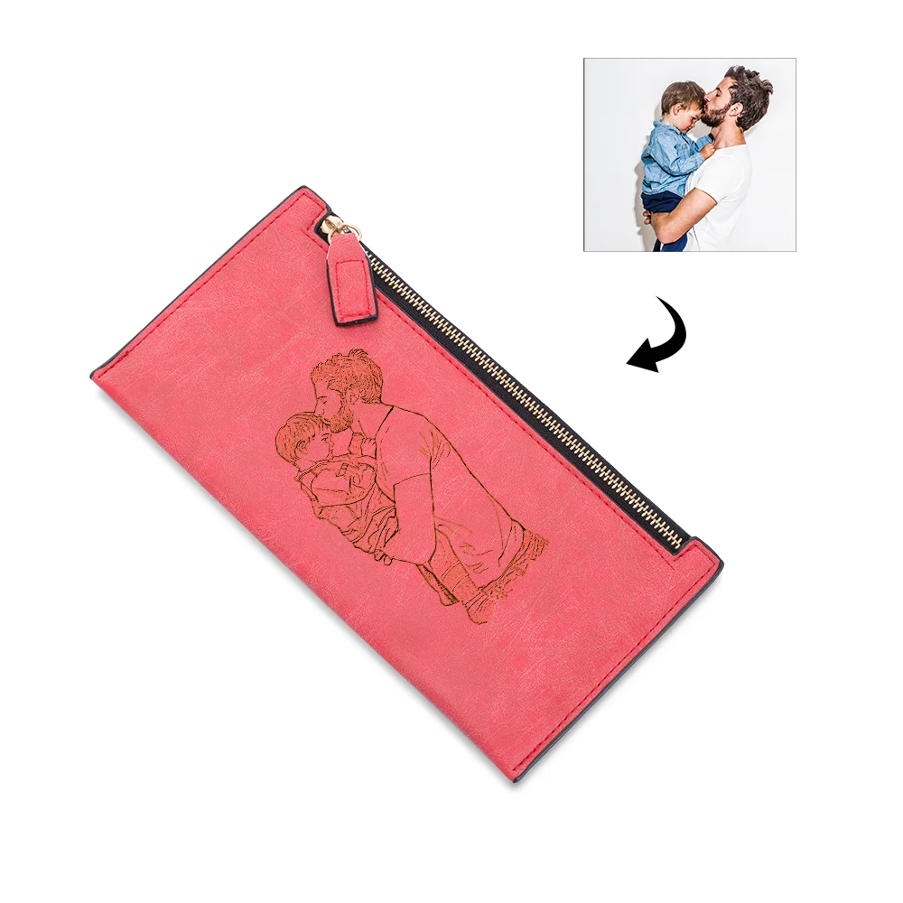 Lange Benutzerdefinierte Foto-Reißverschluss-Brieftasche für Frauen Geldbörse  Kettenmachen