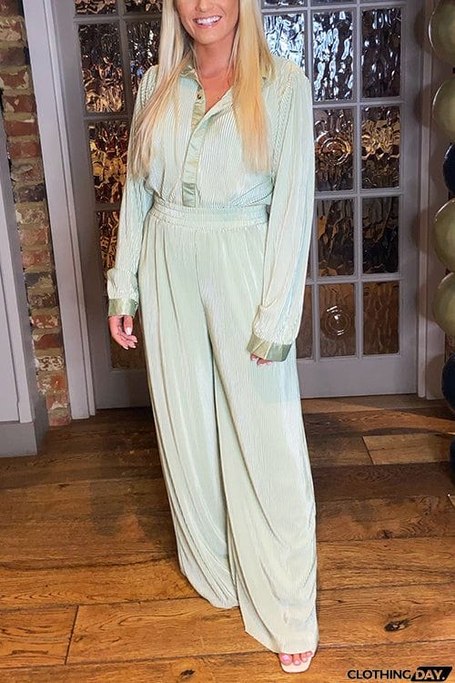 Pleated Oversized Shirt and Trouser Set