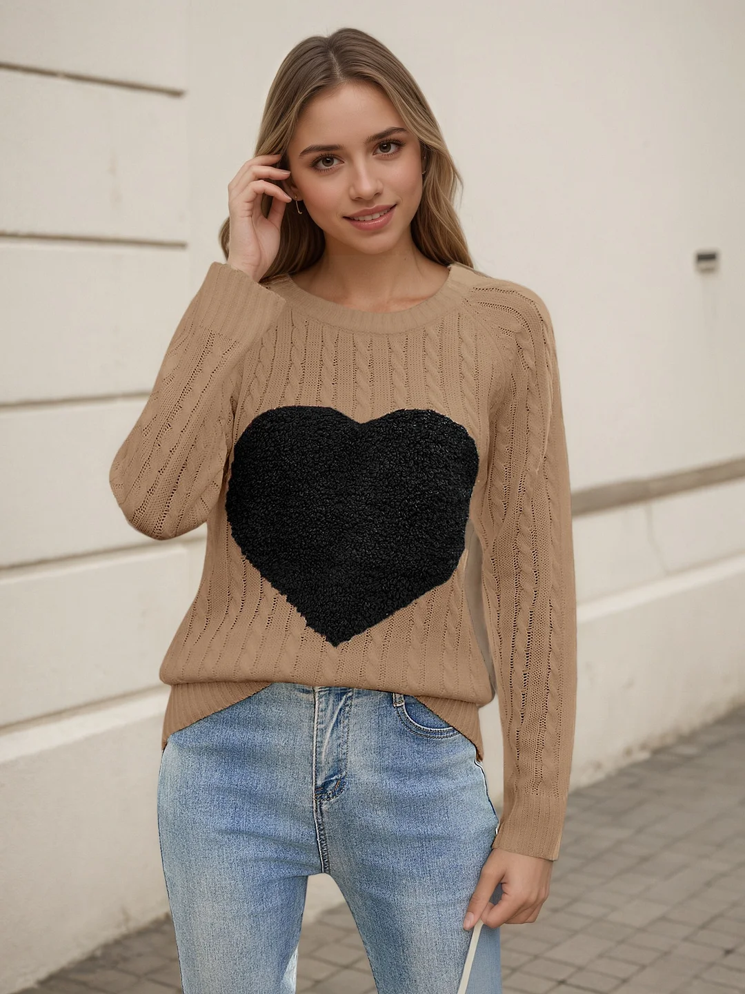 Athvotar Athvotar And Winter New Valentine's Day Knitted Shirt Collar Collar Love Velvet Sweater Woman
