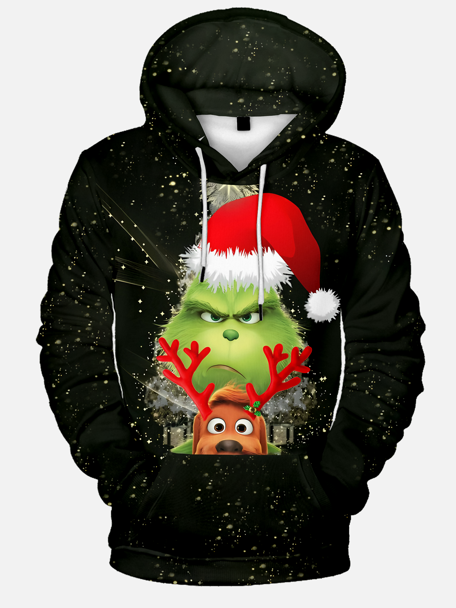 Men's Revisited Classic Christmas Character Print Hoodie PLUSCLOTHESMAN