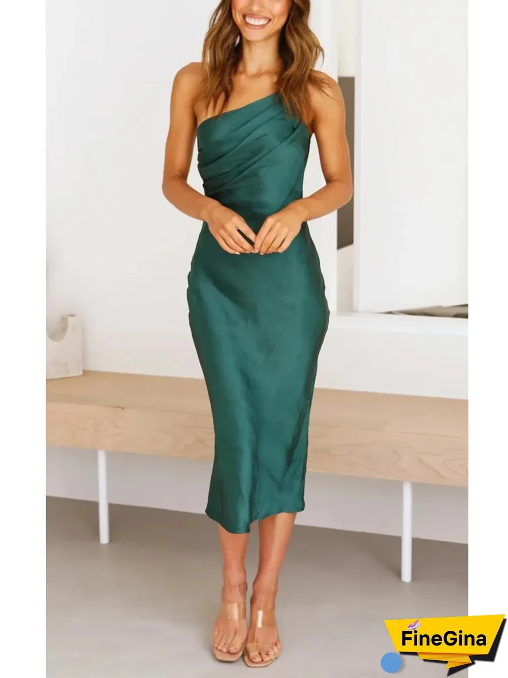 Slim fashion mid length dress P14860