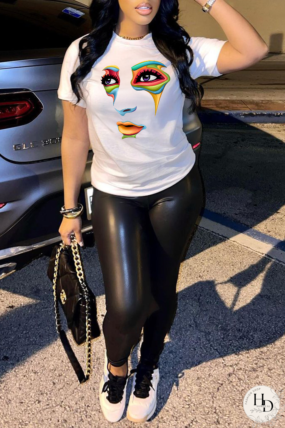 Red Street Vintage Print Patchwork O Neck T-Shirts