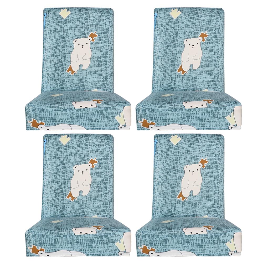 

4pcs Cartoon Bear Print Stretch Chair Cover Restaurant Elastic Seat Covers, 501 Original