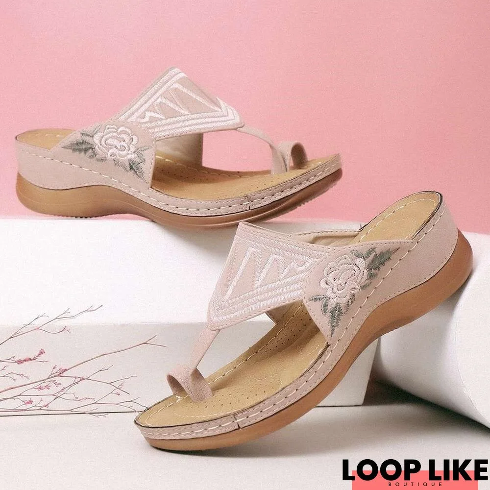 Pu Embroidery Summer Sandals