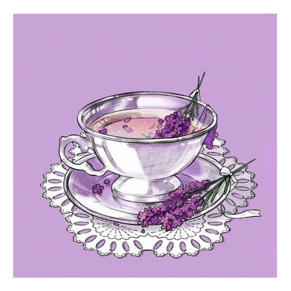 

Purple Flower Tea - Round Drill Diamond Painting - 30*30CM, 501 Original