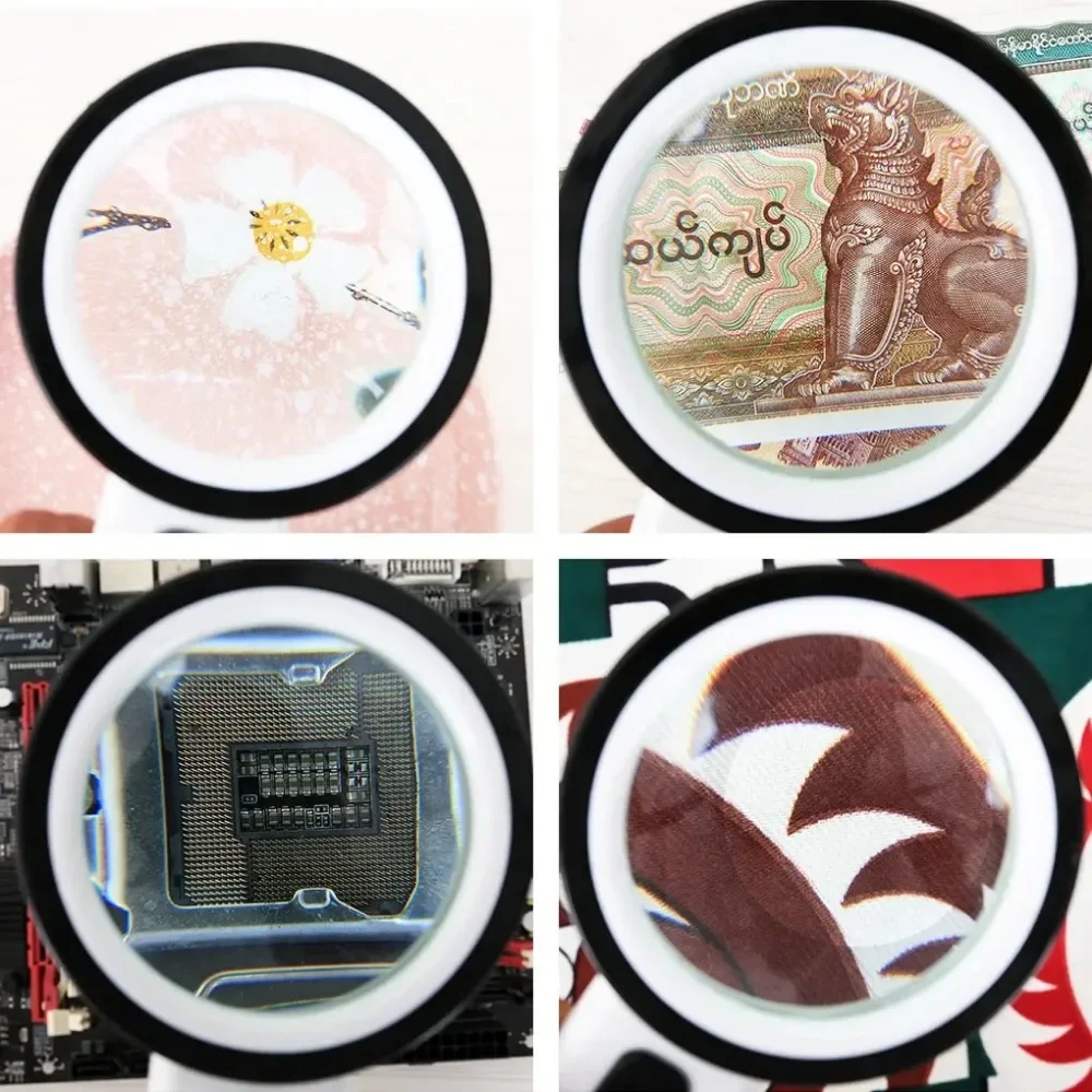 Likron Watches 30X High-Power Handheld Magnifier with 12 LED Lights and UV Detector Portable Illuminated Loupe for Jewelry