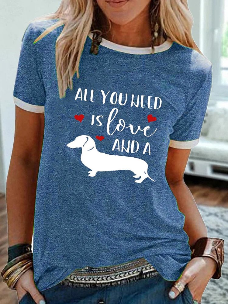 Bestdealfriday All You Need Is Love And A Dachshund Graphic Tee