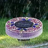 4Pcs LED Mosaic Solar Disk Light Solar-Powered Decorative Driveway Lamps Auto On/Off Ground Mosaic Disk Lamp for Outdoor Walkway Patio & Lawn
