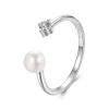 Natural Pearl Moissanite Adjustable Ring