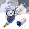 Air Pressure Regulator Gauge & Mini Inline Air Filter Separator JP/EU/US Adapter