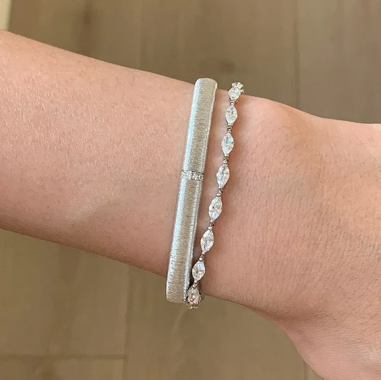 Stackable Silver Bead Bracelet Set Dainty Women's Jewelry