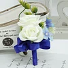 10PCS Wedding Bridal Groom Catering Business Ceremony Guests Blue White Corsage Boutonniere Wrist Bouquets Artificial Flower