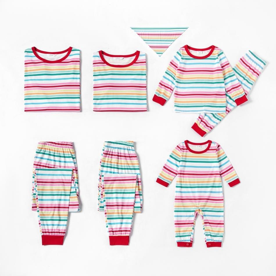 Family Matching Colorful Stripe Christmas Pajamas Sets