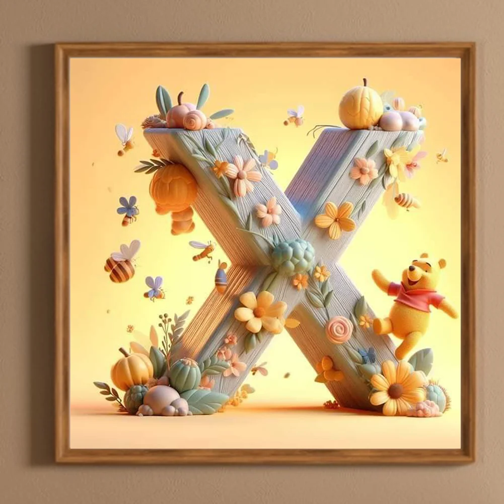 Full Round Diamond Painting 30*30cm - Winnie The Pooh'S 26 Letters X
