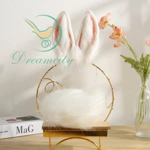 pornhint Pornhint New Jade Rabbit White Rabbit Ears and Tail-COSPLAY-Ass Plug-Handmade Animal Ears-Performance Costume Accessories-Festival Gift-Lolita