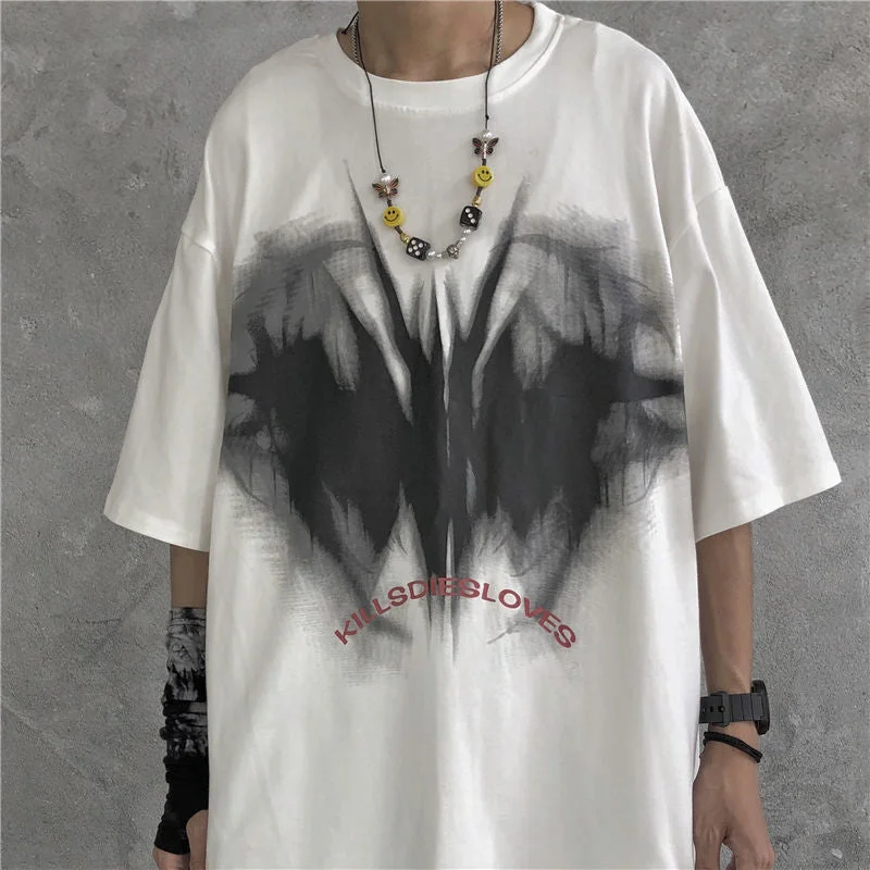 Summer Printed T shirt Large Size Short Sleeve Hip Hop Loose Top Women Fashion Graphic T shirt High Street Abstract Pattern 2021