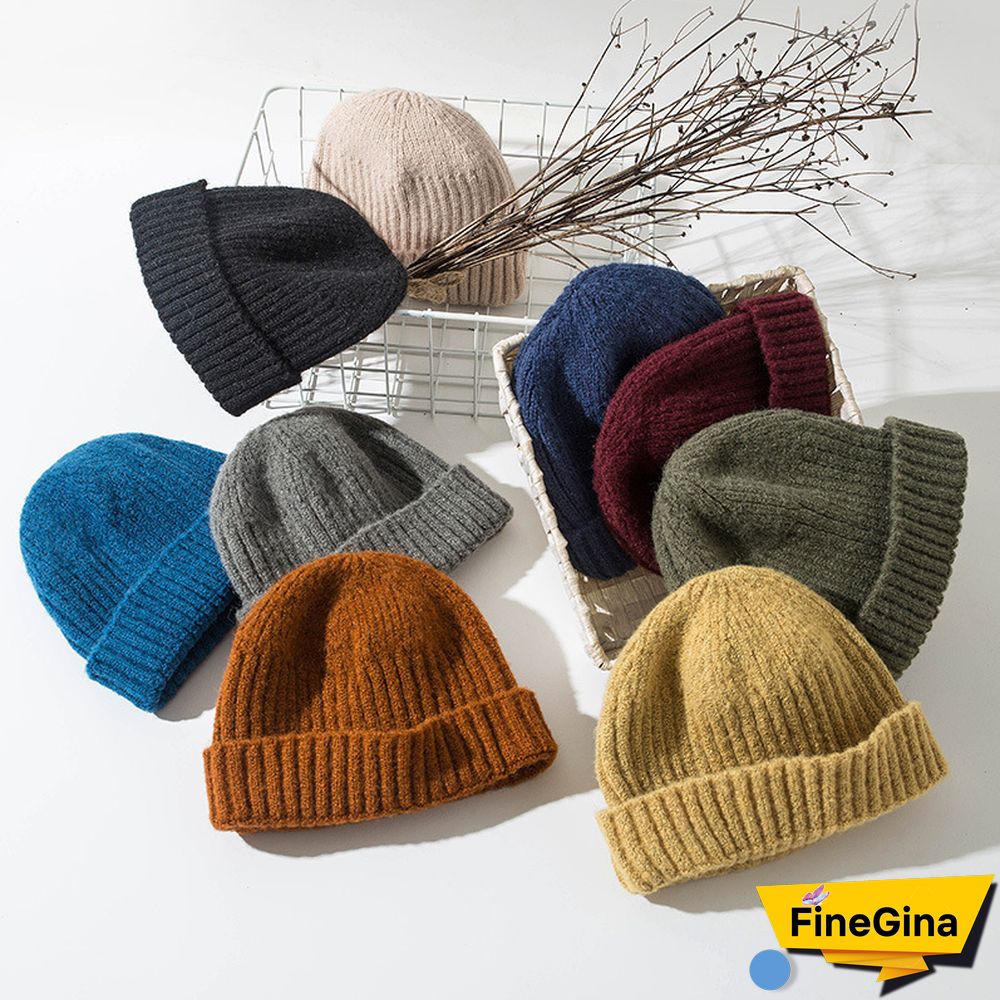 Men's & Women's Warm Plain Knitted Melon Leather Hat