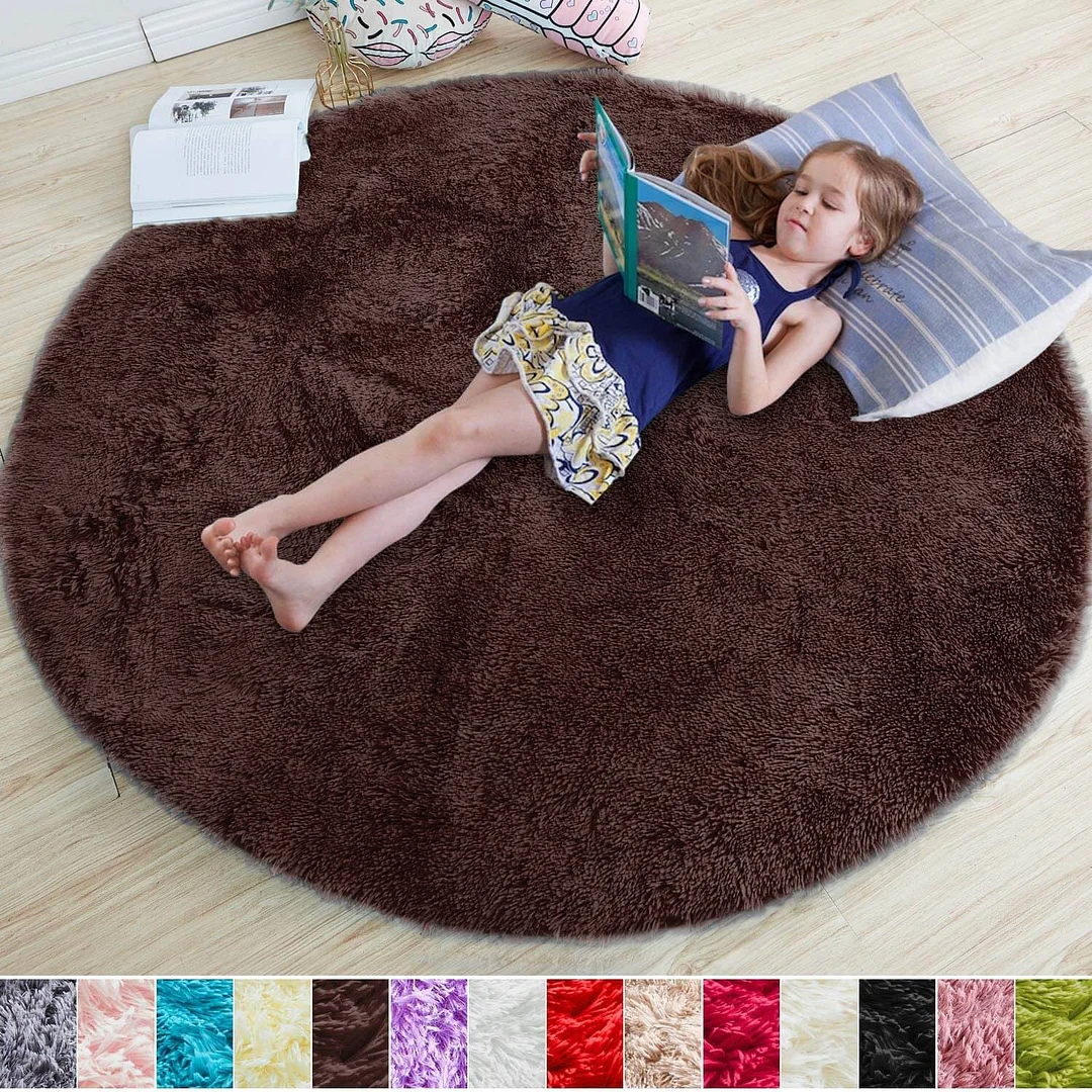 Fluffy Round Rug ,Machine Washable Carpet 