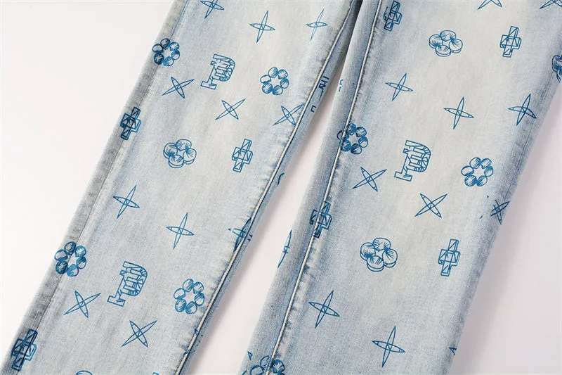 Purple Fashion Jeans 9063