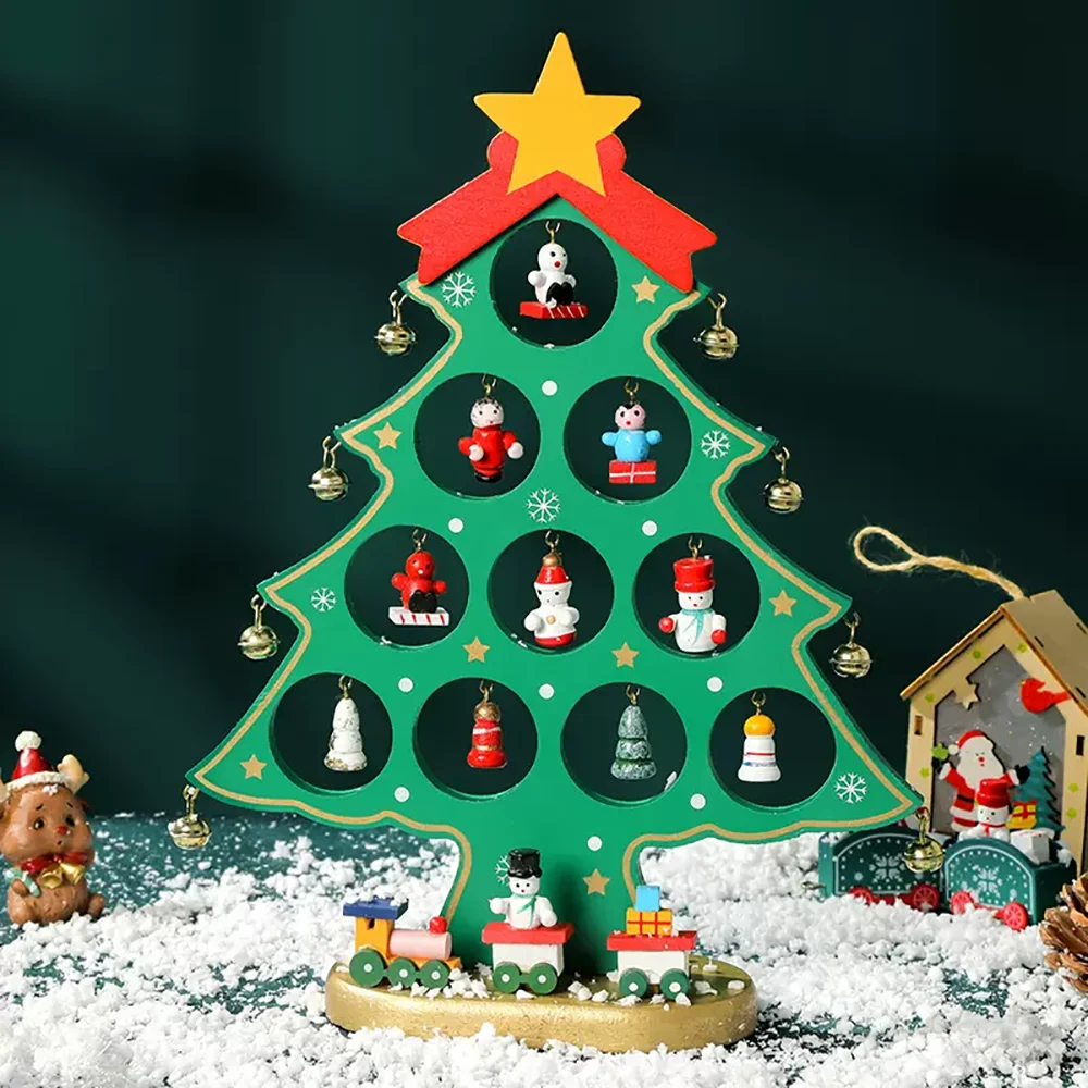 New wooden christmas tree ornament desktop decoration pendant gift