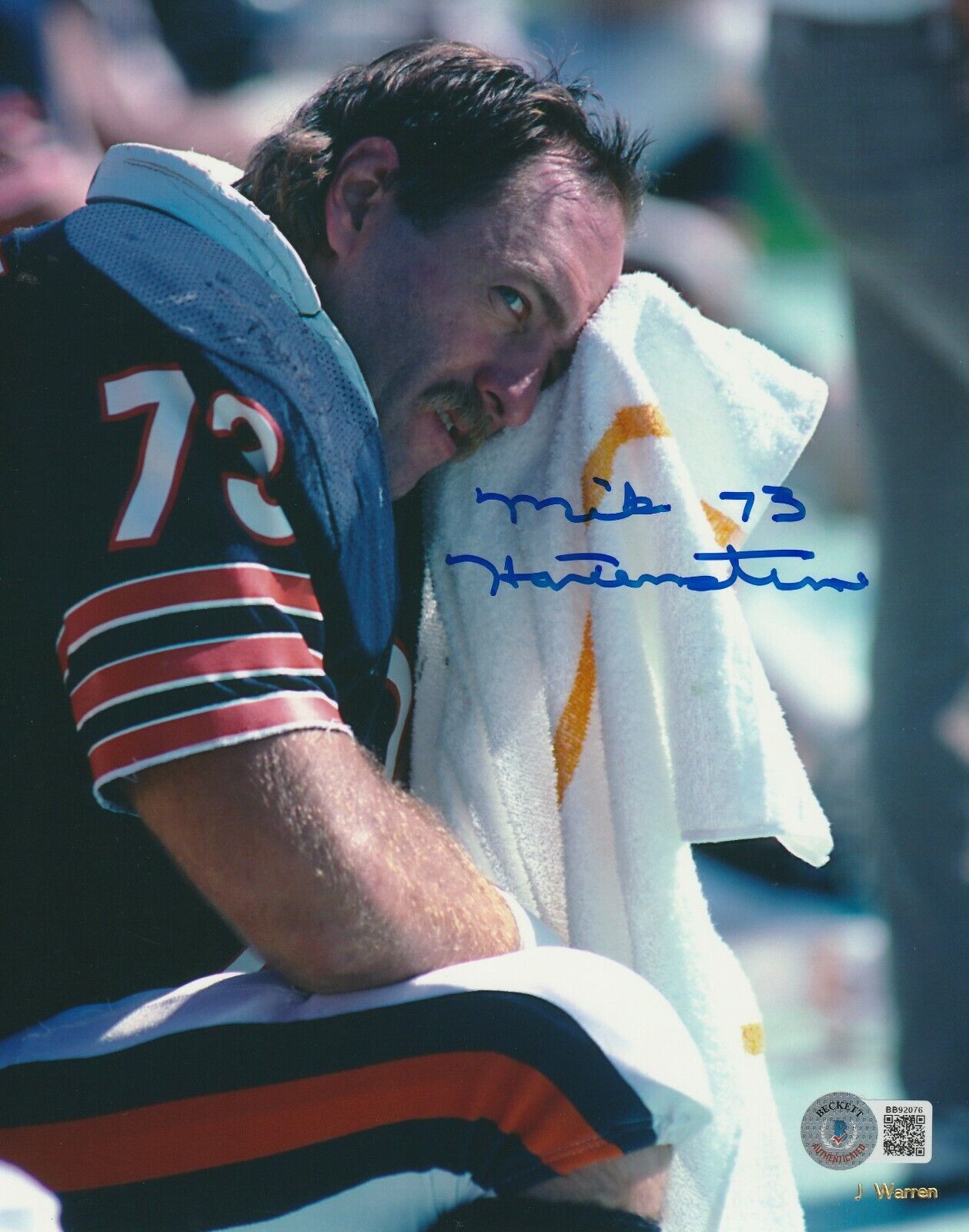 MIKE HARTENSTINE Signed Chicago BEARS 8x10 Photo Poster painting w/ Beckett COA (BAS)