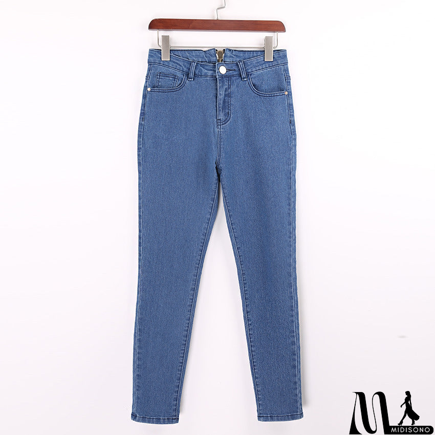 MidiSono - Sexy High Waist Zipper Denim Pants