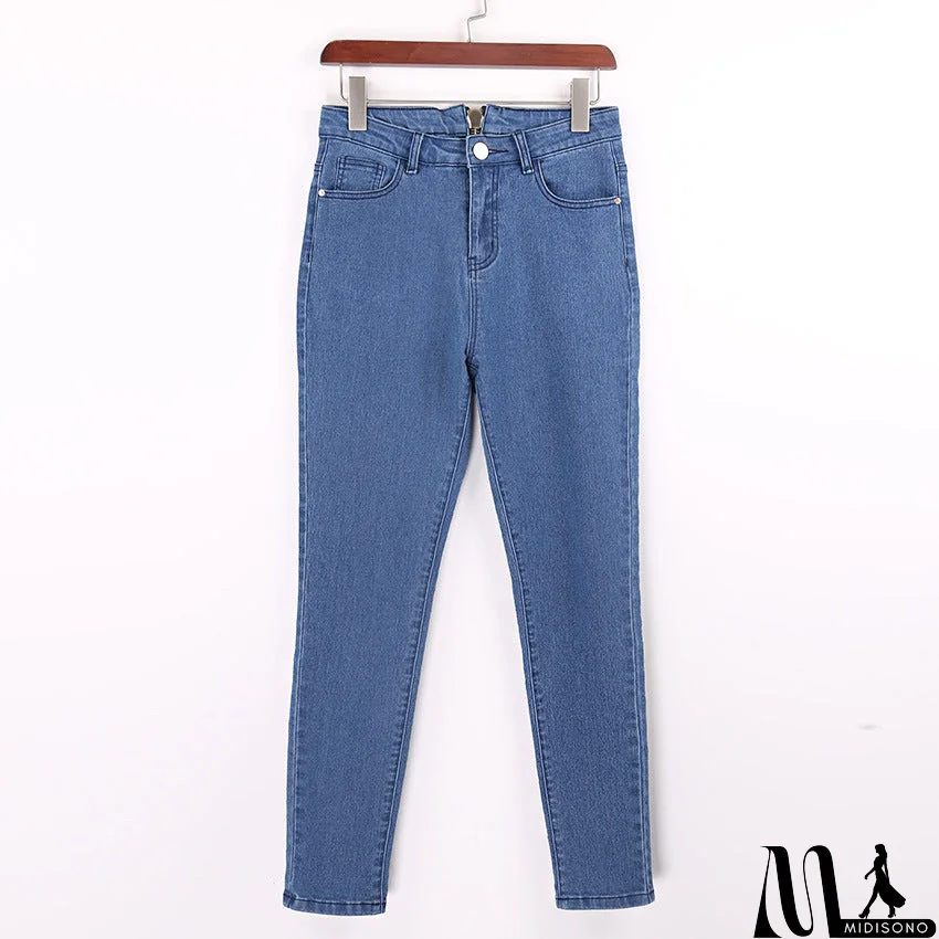MidiSono - Sexy High Waist Zipper Denim Pants