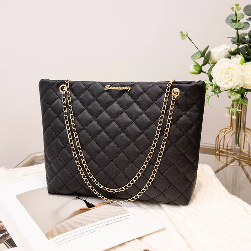 Women’s Medium Pu Leather Solid Color Classic Style Streetwear Square Magnetic Buckle Tote Bag