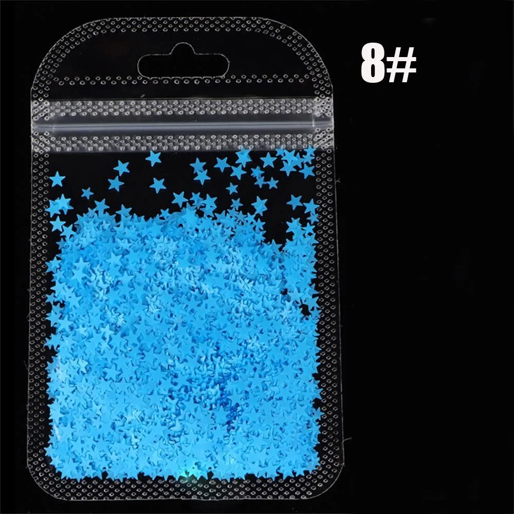 DIY color mixing acrylic gel fashion fluorescence star shape sequins for nails design manicure 3d accesoires nail stickers-Nail Inspo