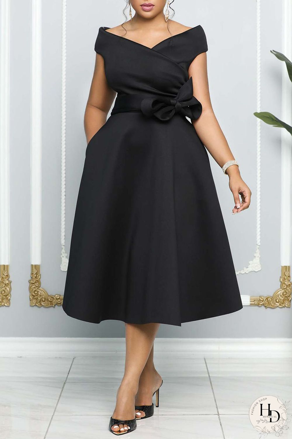 White Elegant Solid Patchwork Off the Shoulder A Line Dresses