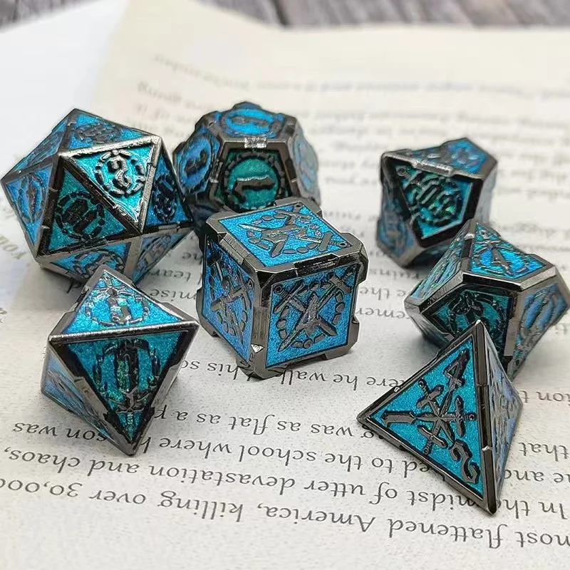 Fighter Bloodthirsty Metal Polyhedral 7 Dice Set