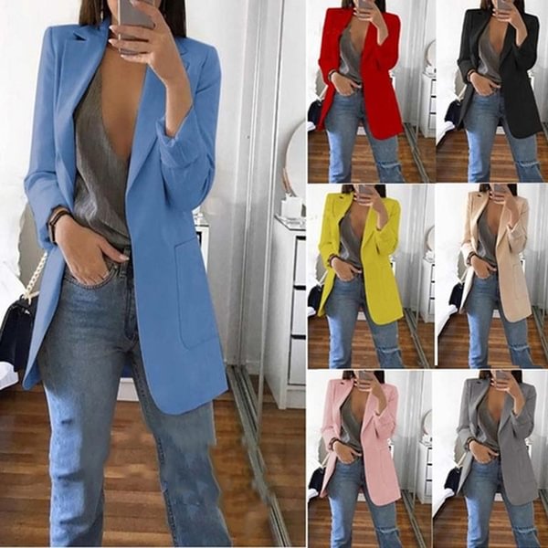 Fashion Women Blazer Casual Jacket Coat Business Suit Long Spring Tops - Shop Trendy Women's Fashion | TeeYours