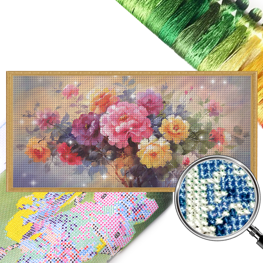 Flowers Are Blooming, The Country Is Beautiful And Fragrant Full 11CT Pre-stamped Canvas(150*66cm) Silk Cross Stitch