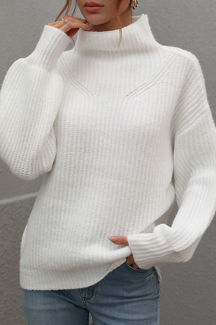 Casual Solid Patchwork Turtleneck Sweaters (6 Colors) - Life is Beautiful for You - SheChoic