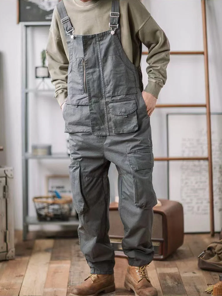 Sloppy Overalls Big Pockets Workwear with Zipper Fly | MIXICHIC
