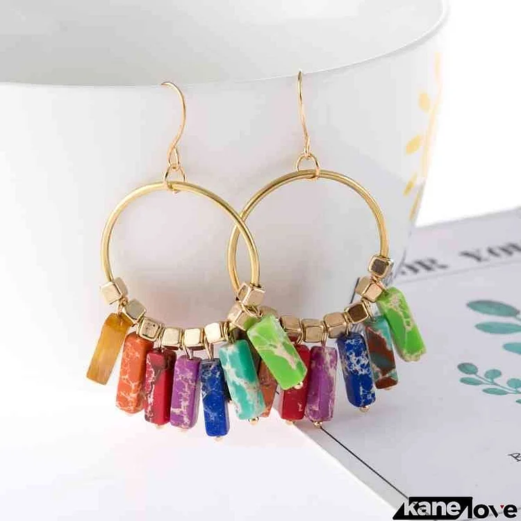 Multicolored Stone Dangle Earrings