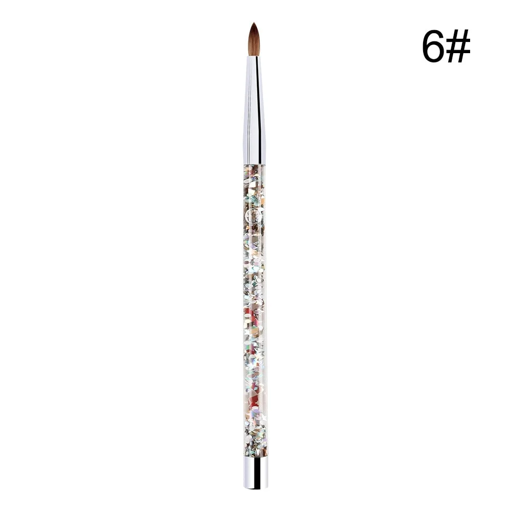 1PC Crystal Acrylic Nail Art Brush No 8/10/12/14 UV Gel Carving Pen Brush Liquid Powder DIY Nail Drawing Liquid Glitter Handle-Nail Inspo