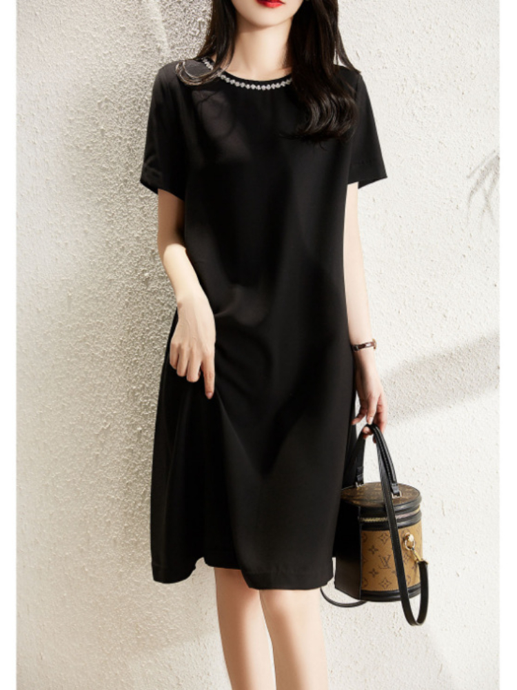 Women's Fashion Temperament Elegant Solid Color Sexy Loose  Casual Dress