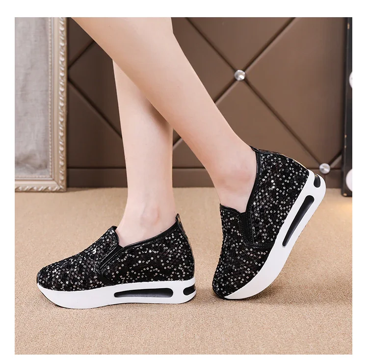 Qengg Wedge Sneakers Women 2022 Gold Silver Women Casual Shoes Walking Summer Sneakers on Platform Shoes Zapatillas Mujer