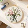 Lily of the Valley Long Stitch DIY Stamped Embroidery Kit for Beginners Adults Craft Lovers Gift Cross Stitch Kit with Embroidery Hoop 29x29cm
