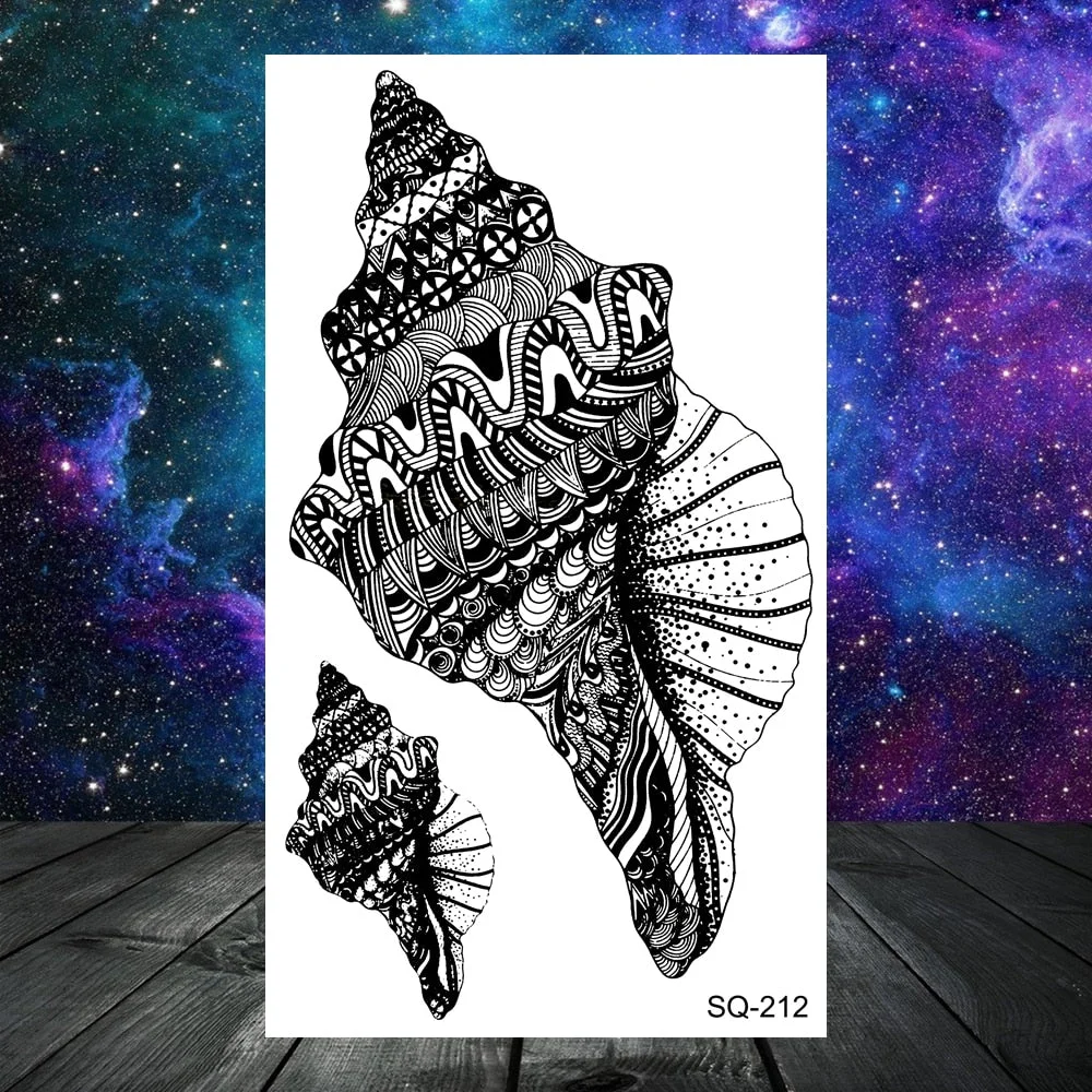 Lion Tiger Elephant Wolf Temporary Tattoos For Women Adult Men Skull Mandala Anchor Crown Fake Tattoo Neck Arm Hands Small Tatoo