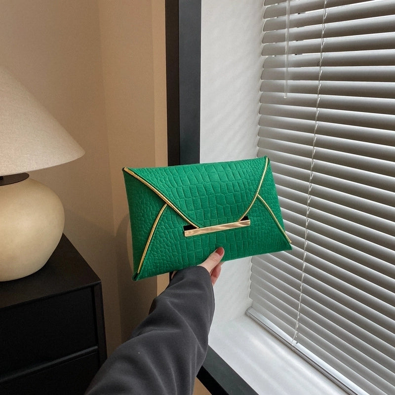 Black Yellow Green Pu Leather Solid Color Clutches