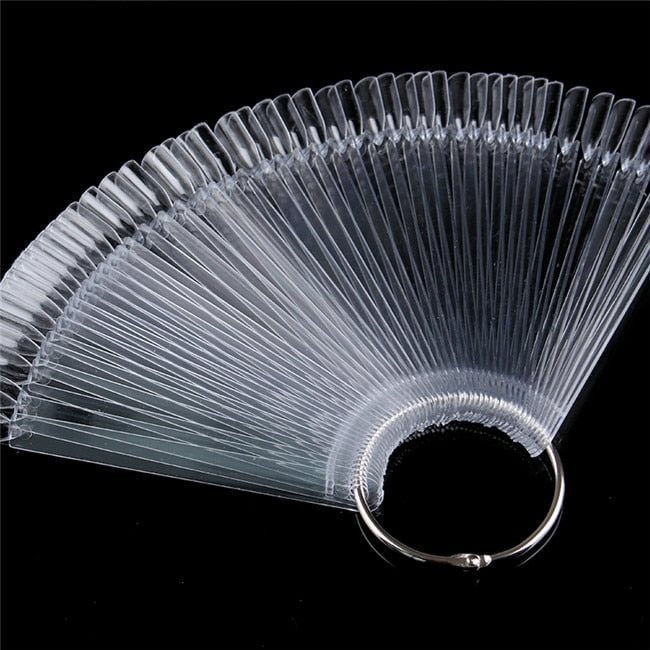 Color Card False Nail Tips Fan Transparent White Fake Nail Tips  Nail Art Practice Display Design Tools