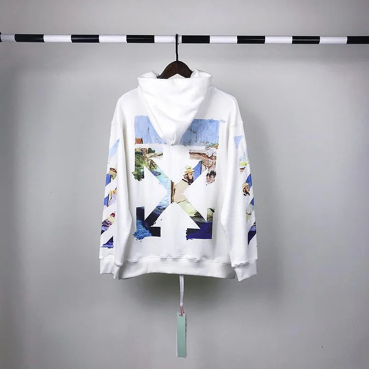 Off White Winter Hoodie Spring and Autumn Retro Sports Casual Men's Sweater Owt