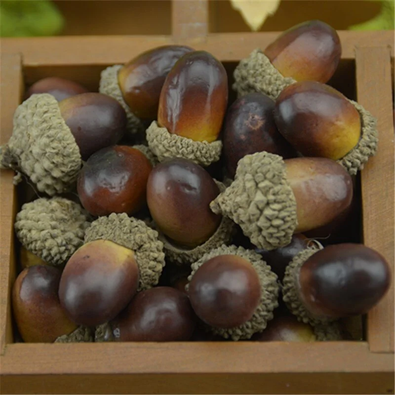 20pcs 3cm Cheap Mini Chestnut Artificial Flower Fake Foam Fruits Berries Flowers For Wedding Christmas Tree Decoration