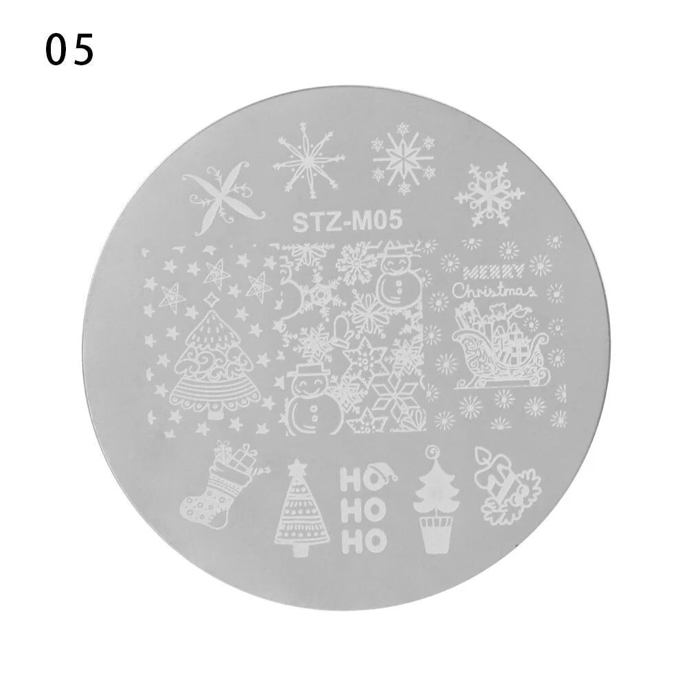 Nail Stamping Plates Snowflake Santa Design Templates Christmas Nails Polish Print Stencils Molds Manicure Nail Stamp Tools-Nail Inspo